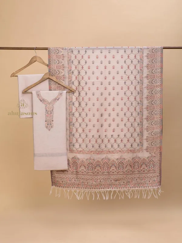 Cotton silk suit with zari weaving