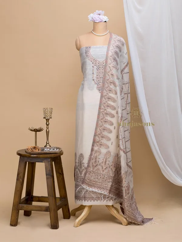 Cotton silk suit with zari weaving