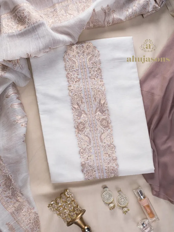 Cotton silk suit with zari weaving