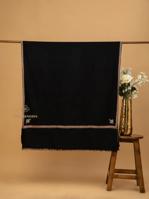 Handloom Pure Pashmina Shawl-Border Embroidery