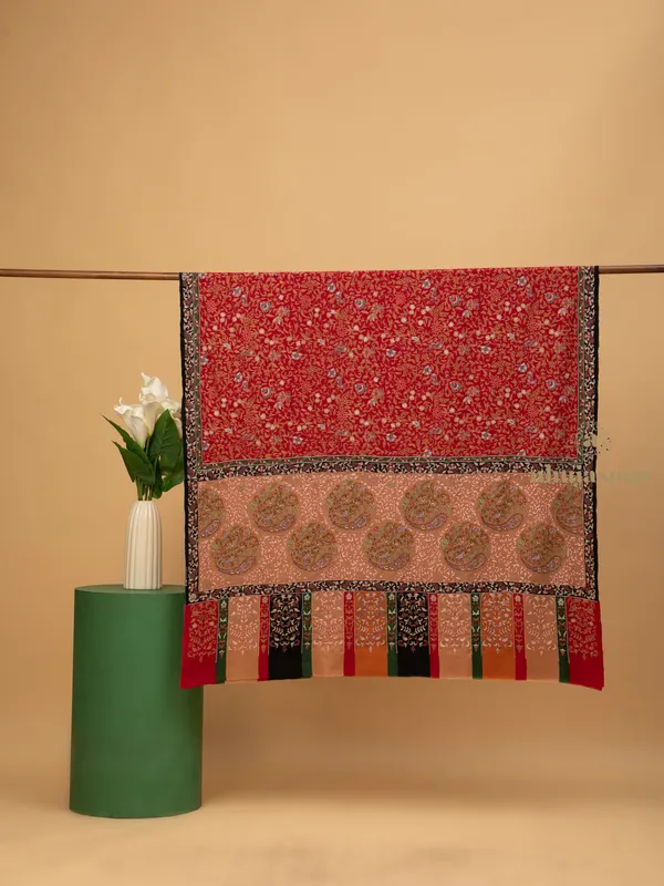 Handloom Pure Pashmina Shawl-Kalamkari