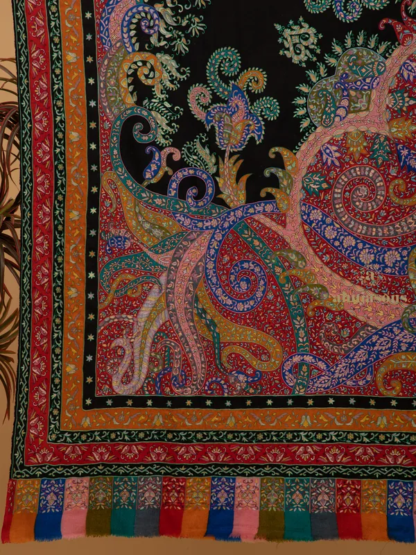 Handloom Pure Pashmina Shawl-Kalamkari