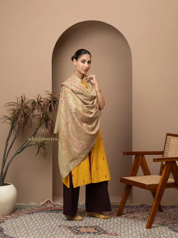 Handloom Pure Pashmina Shawl-Aabdar