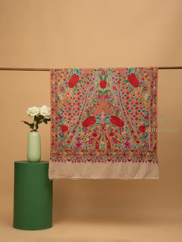 Handloom Pure Pashmina Shawl-Gulabdaar