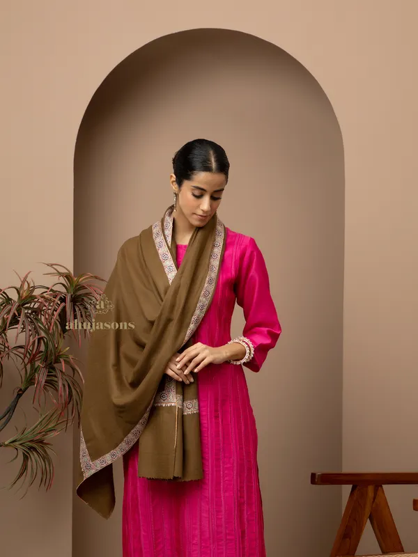 Handloom Pure Pashmina Shawl-Border Embroidery