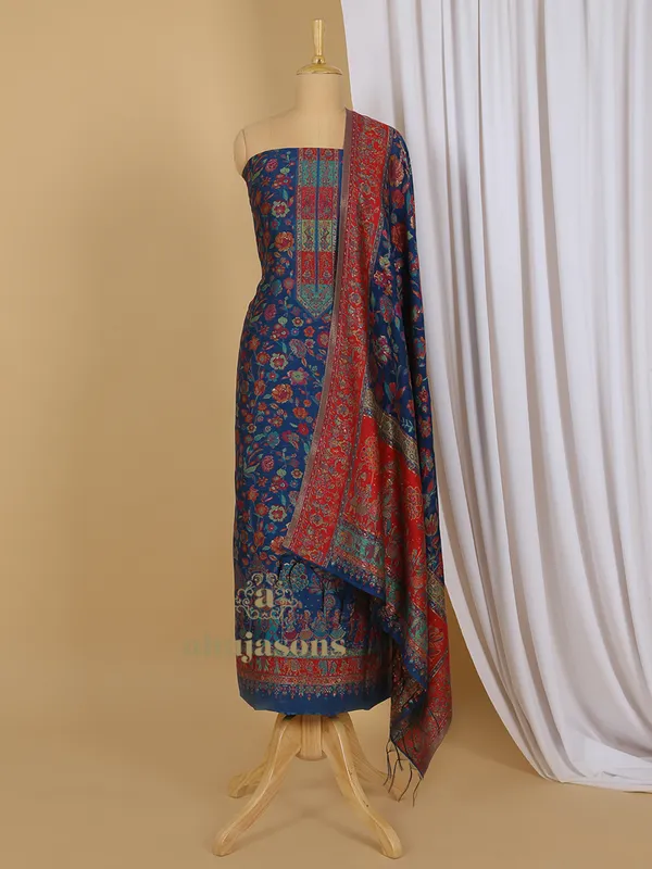 Silk Suit With Zari Weaving