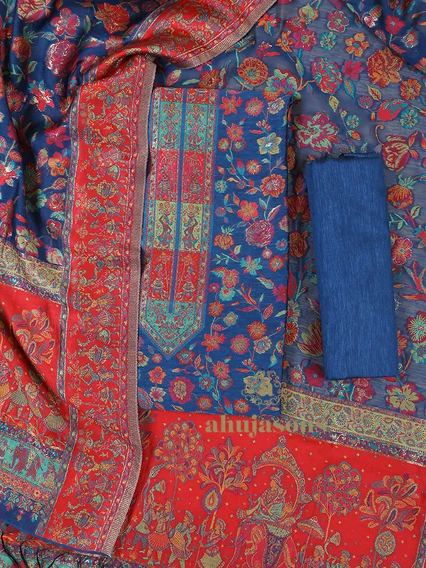 Silk Suit With Zari Weaving