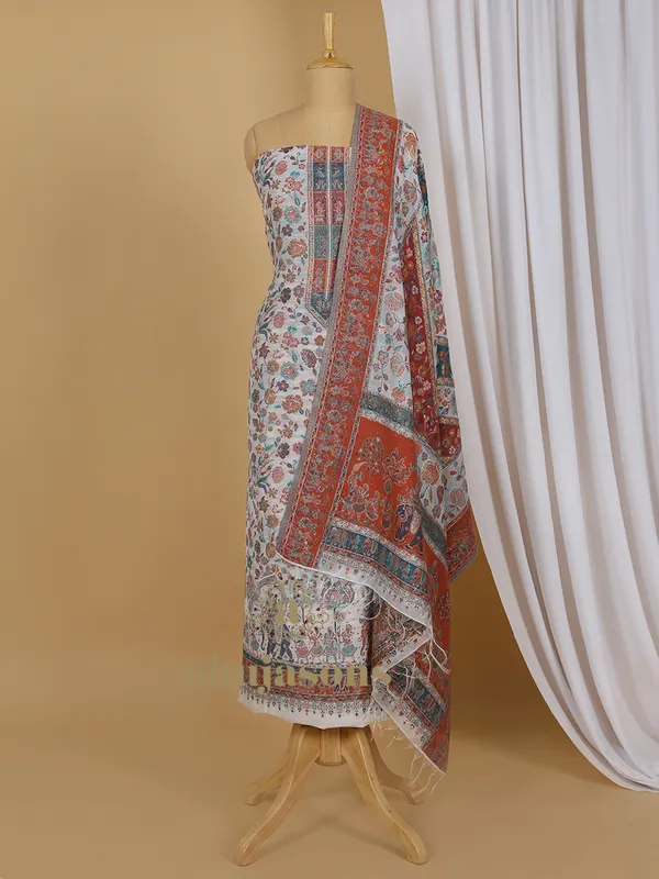 Silk Suit With Zari Weaving