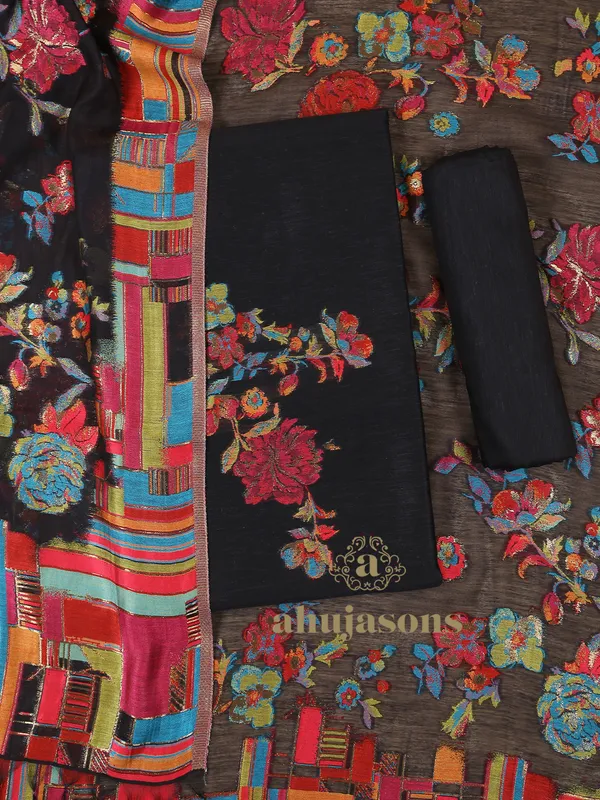 Silk Suit With Zari Weaving