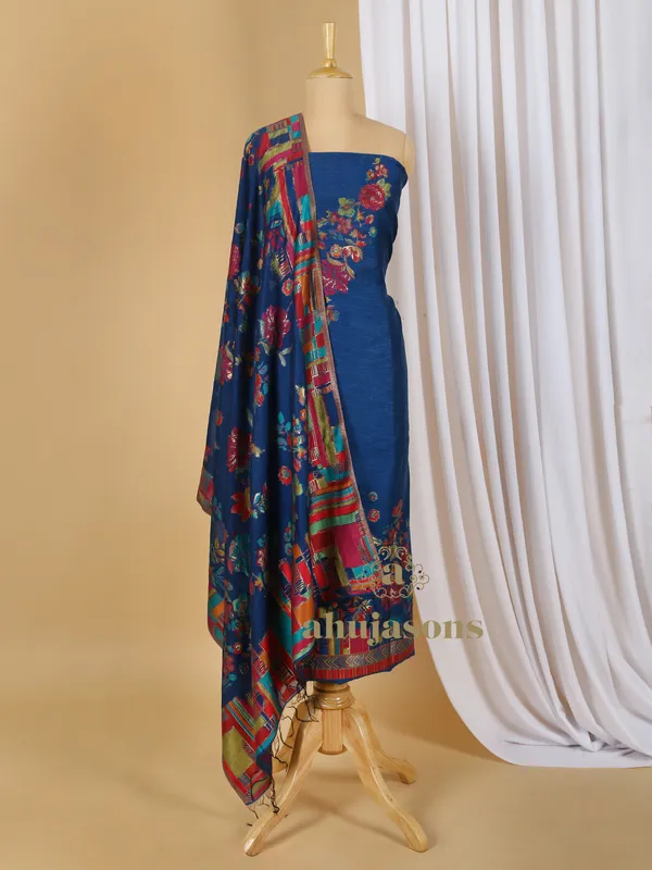 Silk Suit With Zari Weaving