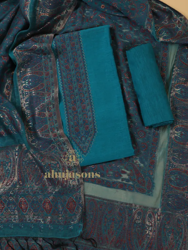 Cotton Silk Suit With Zari Weaving