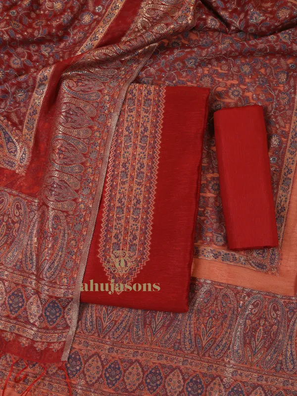 Cotton Silk Suit With Zari Weaving