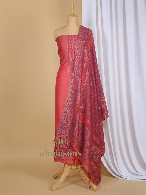 Cotton Silk Suit With Zari Weaving