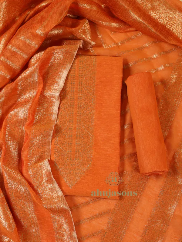 Cotton Silk Suit With Zari Weaving