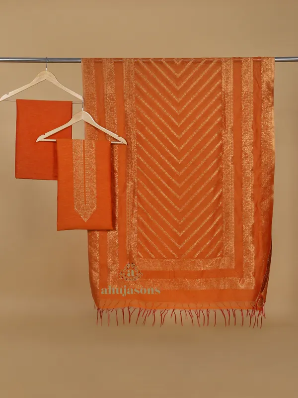 Cotton Silk Suit With Zari Weaving