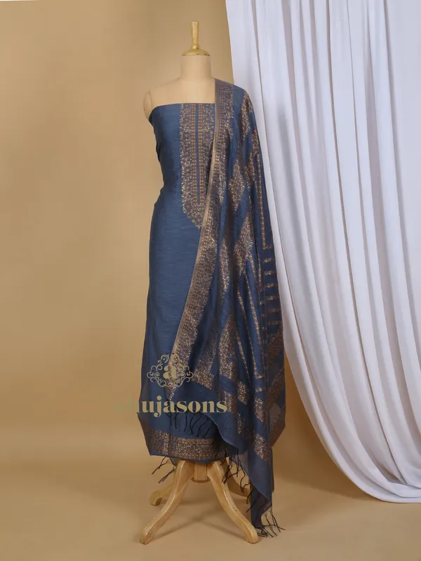 Cotton Silk Suit With Zari Weaving
