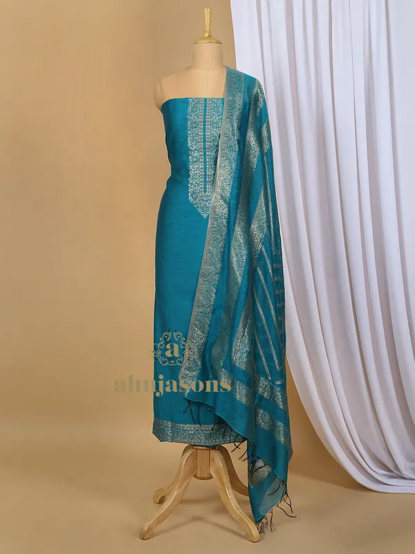 Cotton Silk Suit With Zari Weaving