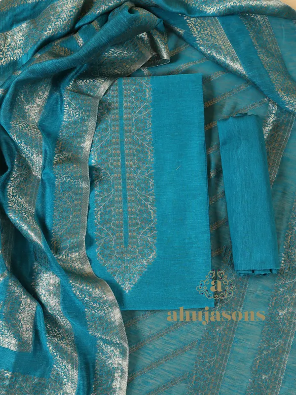 Cotton Silk Suit With Zari Weaving
