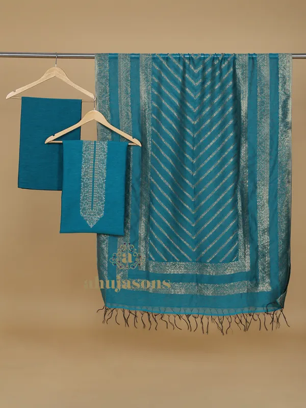 Cotton Silk Suit With Zari Weaving