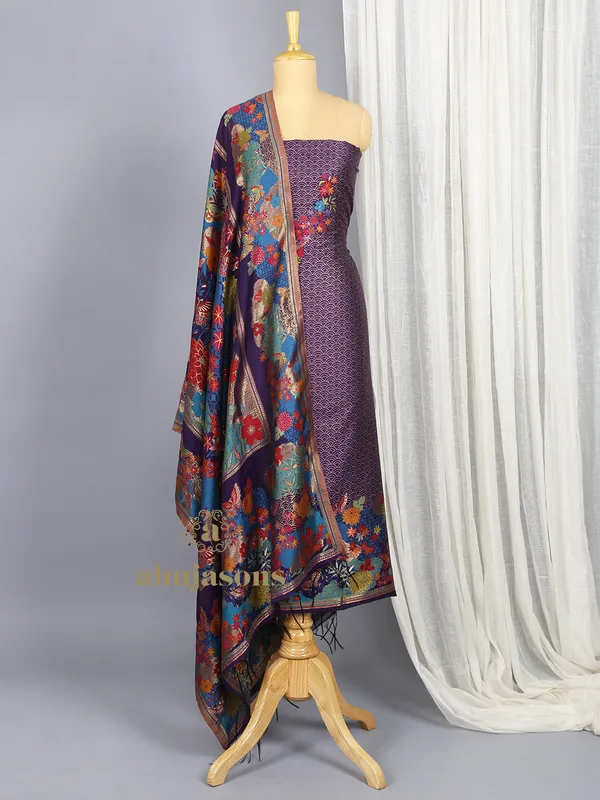 Radiant Purple Silk Unstitched Suit Craftsmanship