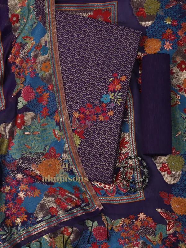 Radiant Purple Silk Unstitched Suit Craftsmanship