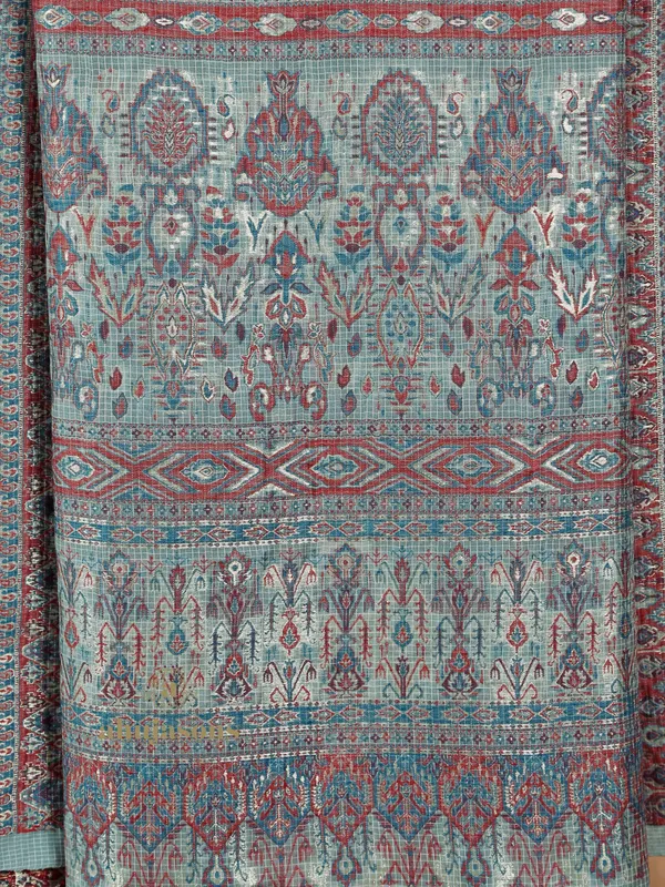 Light Blue Cotton Silk Kani Weave with Zari Design