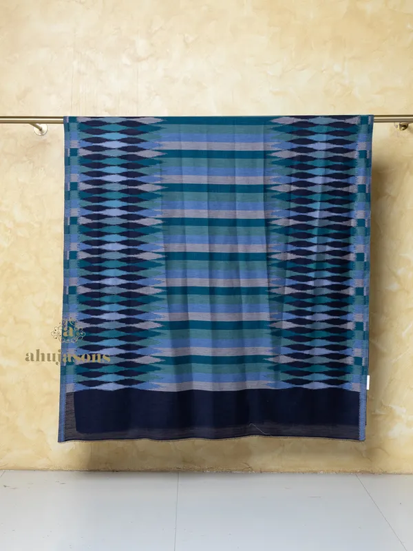 Blue Woollen Shawl with Kani Traditional Weave