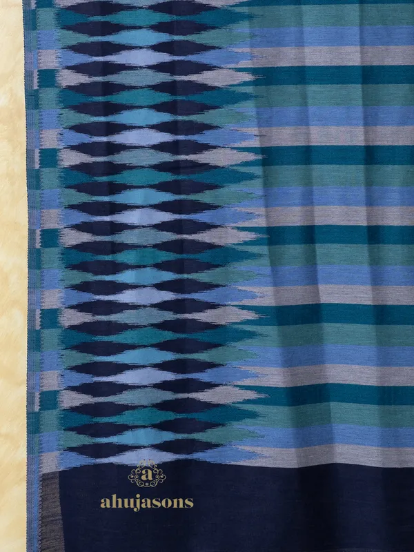 Blue Woollen Shawl with Kani Traditional Weave