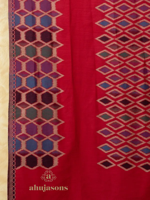 Red Woollen Shawl with Kani Detailing Weave