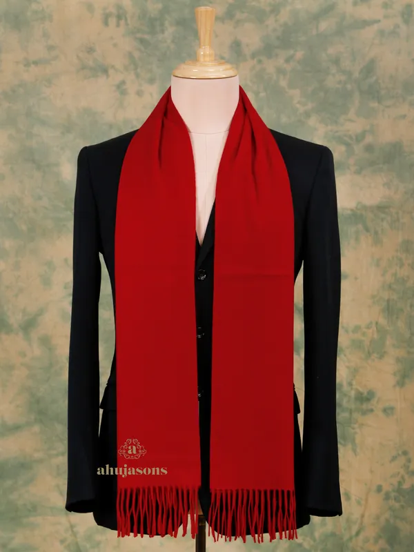 Elevate Your Look with the Elegant Red Cashmere Muffler