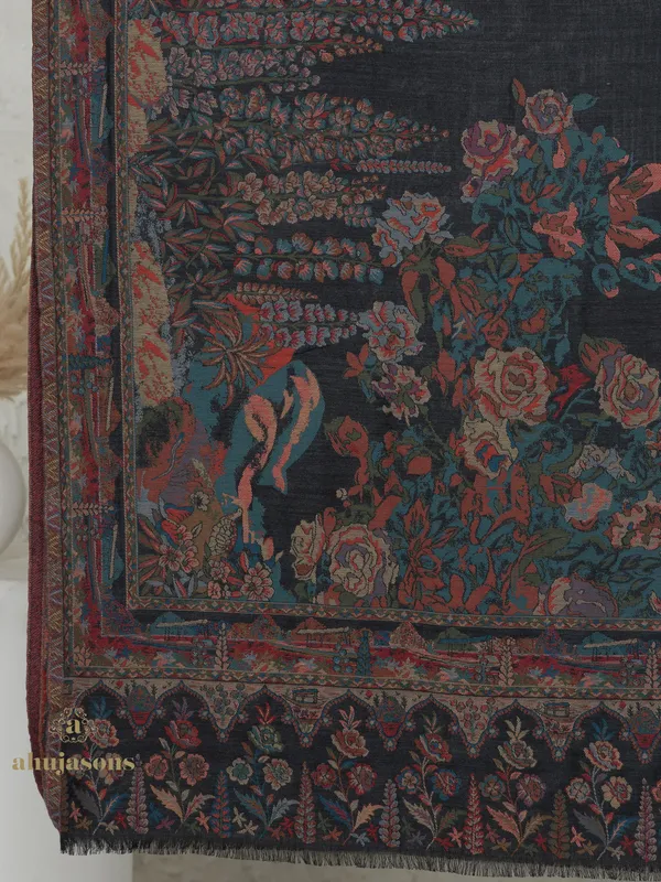 Multi-Color Woollen Kani Weave Shawl in Traditional Kani Design