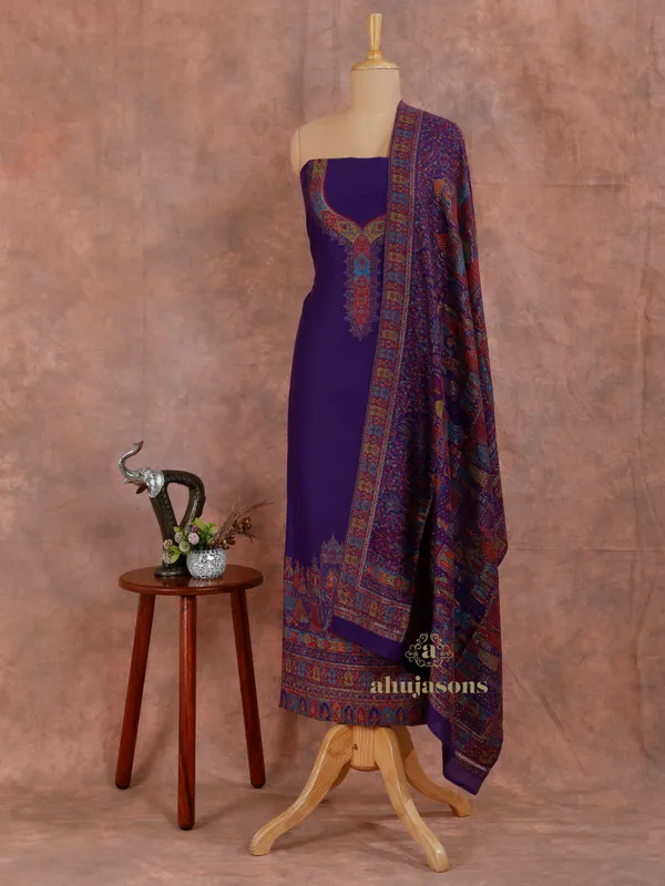 Timeless Purple Unstitched Wool Suit for Custom Elegance