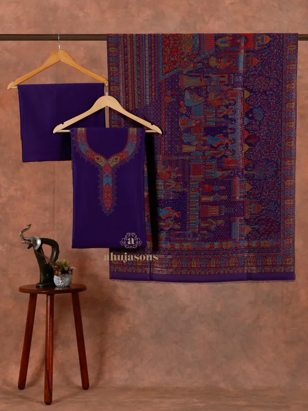 Timeless Purple Unstitched Wool Suit for Custom Elegance