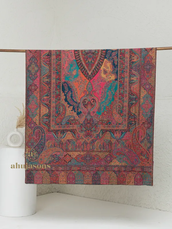 Multi-Color Woollen Kani Weave Shawl in Elegant Kani Design
