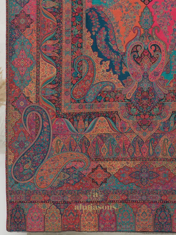 Multi-Color Woollen Kani Weave Shawl in Elegant Kani Design