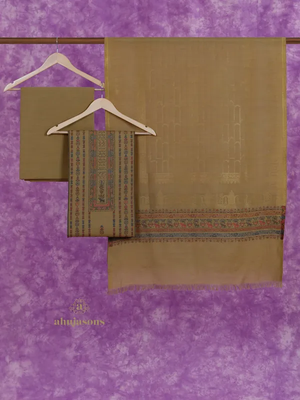 Distinctive Embroidered Woollen Suit in Yellow