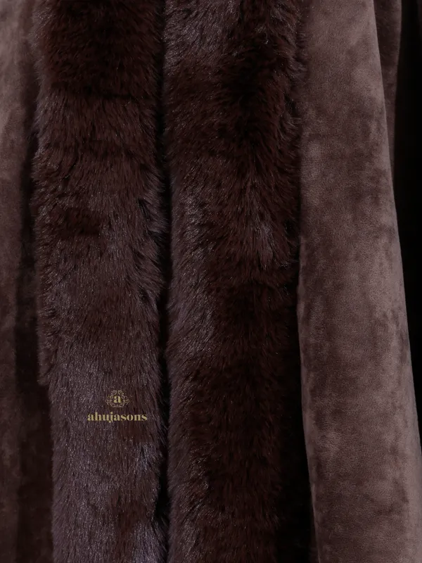 Earthy Brown Elegance Fur Poncho