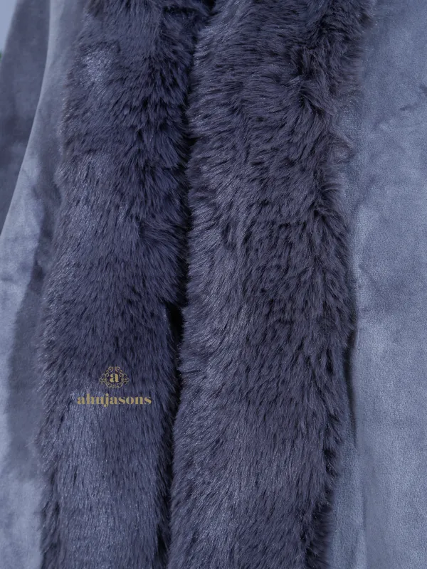 Sophisticated Grey Charm Fur Poncho