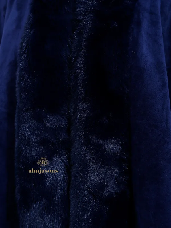 Classic Blue Serenity Fur Poncho