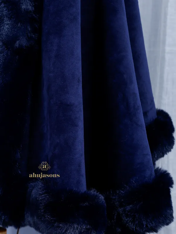 Classic Blue Serenity Fur Poncho