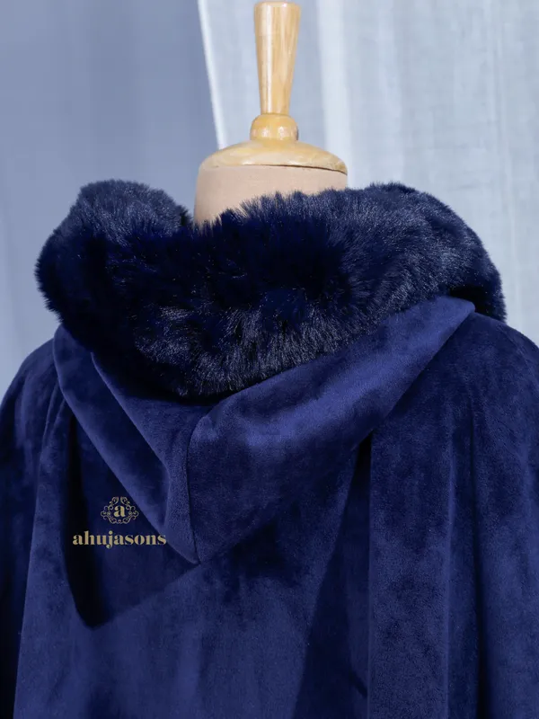 Classic Blue Serenity Fur Poncho