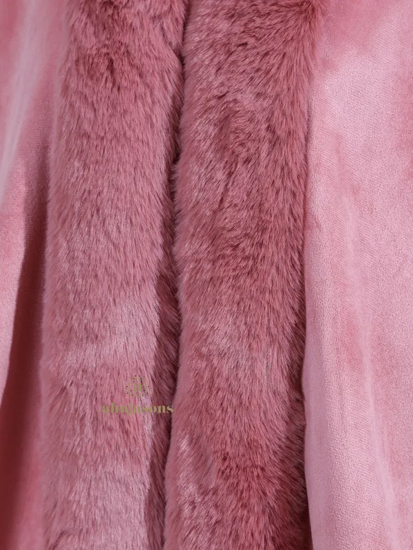 Blush Peach Delight Fur Poncho