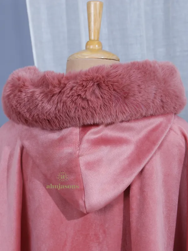 Blush Peach Delight Fur Poncho
