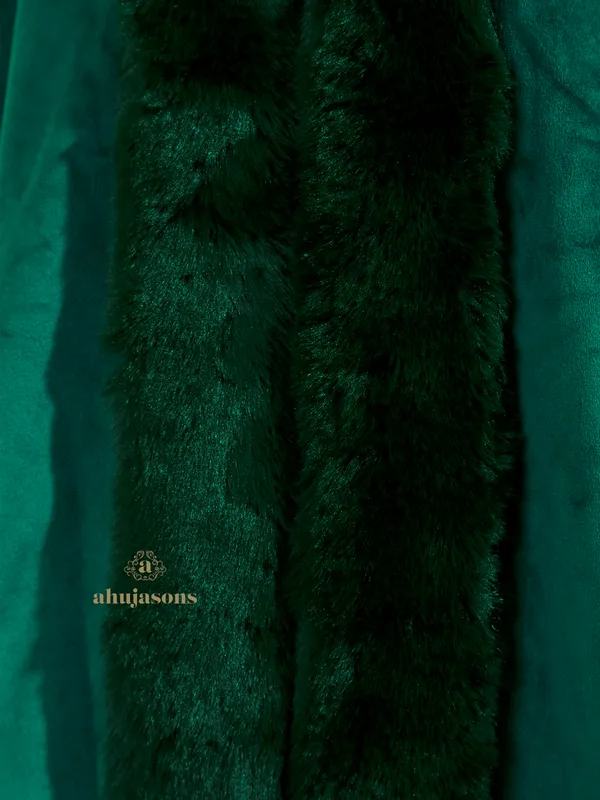 Forest Green Allure Fur Poncho