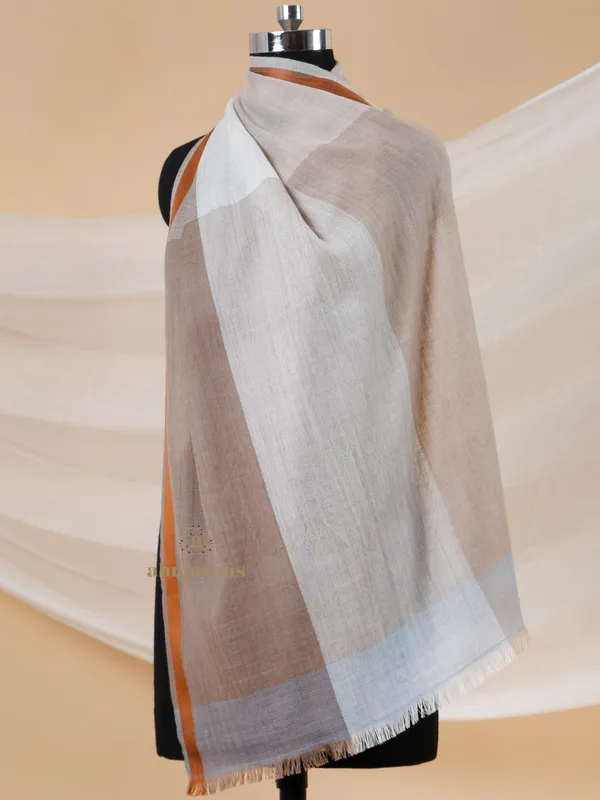 Mocha Frost Wool Blend Stole in Earth & Ivory