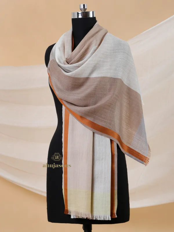 Mocha Frost Wool Blend Stole in Earth & Ivory