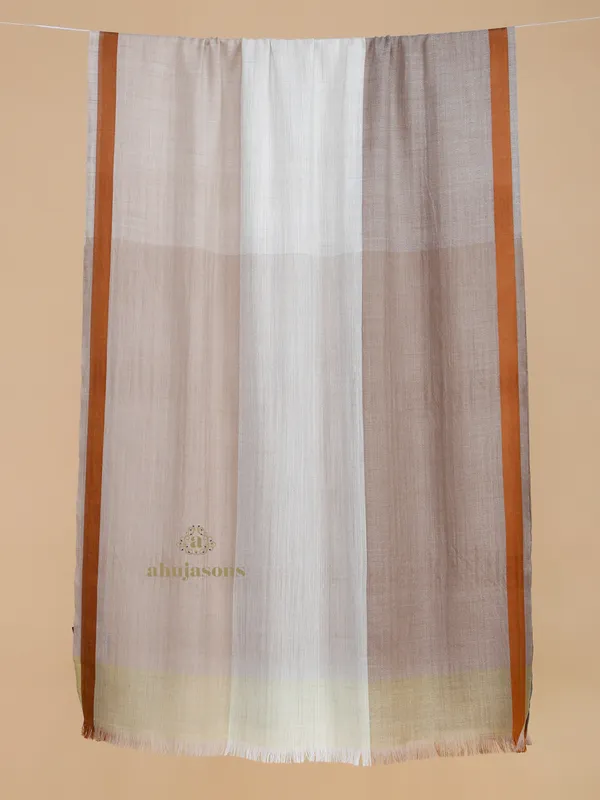Mocha Frost Wool Blend Stole in Earth & Ivory