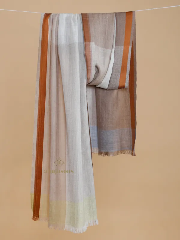 Mocha Frost Wool Blend Stole in Earth & Ivory