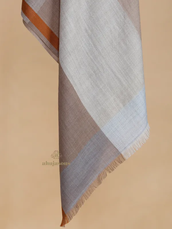 Mocha Frost Wool Blend Stole in Earth & Ivory