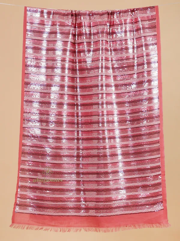 Radiant Drape Sequin Stole in Blush Peach
